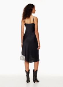 Wilfred Women's Sonnet Satin Dress in Black/Black size 2XS sold by Aritzia