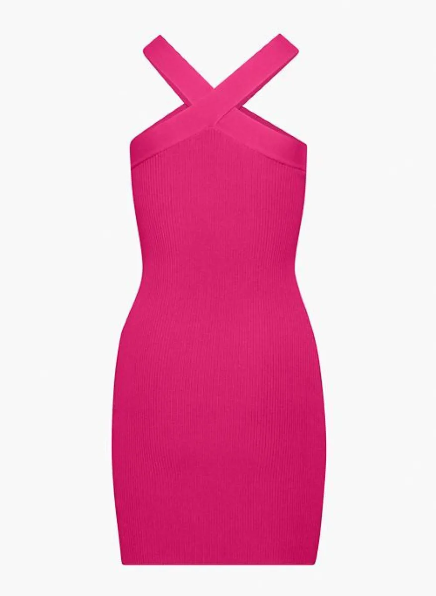 long knit turtleneck dress Payton Turtleneck Ribbed Knit Dress