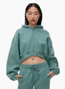 cozy fleece mega cropped zip hoodie sold by Aritzia