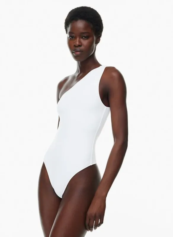 contour one-shoulder bodysuit sold by Aritzia