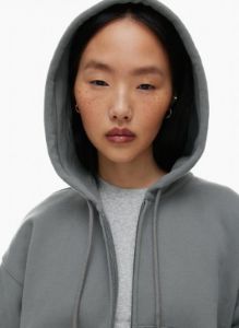 cozy fleece boyfriend boxy zip hoodie sold by Aritzia