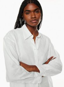 essential linen oversized shirt sold by Aritzia