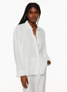 essential linen oversized shirt sold by Aritzia