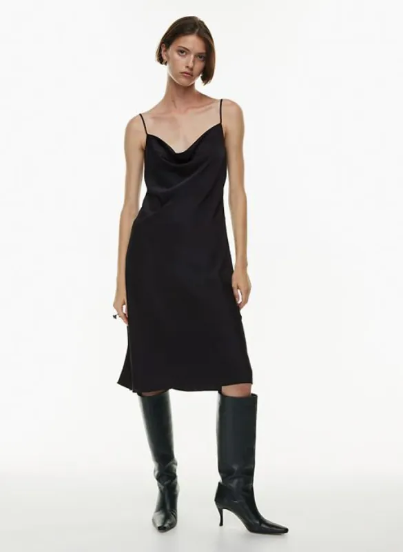 only satin cowlneck slip dress made by Aritzia