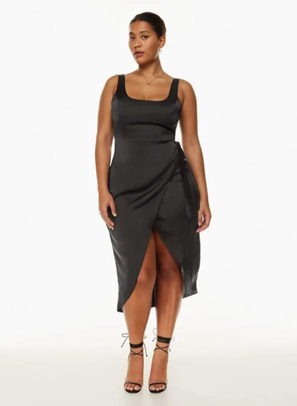 saturn satin midi dress sold by Aritzia