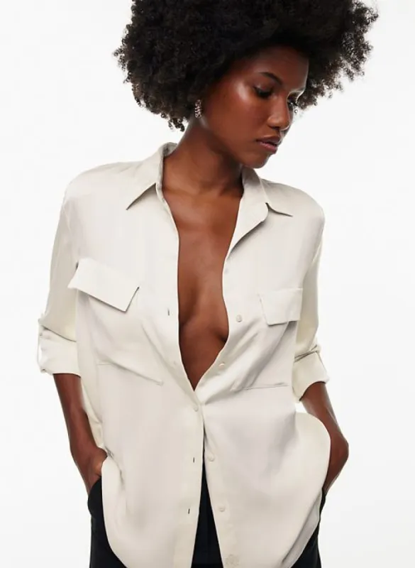 utility satin shirt sold by Aritzia