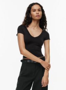 sinch smooth willow v-neck t-shirt sold by Aritzia