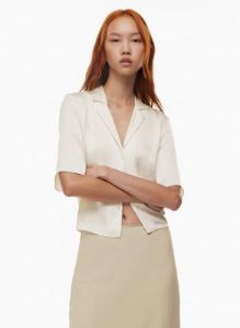 beso satin shirt sold by Aritzia