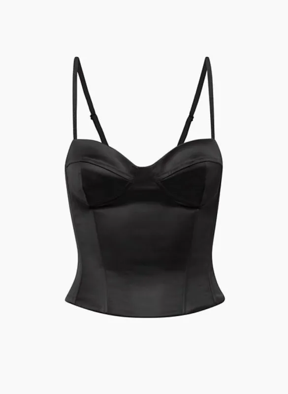 dazzle satin bustier sold by Aritzia