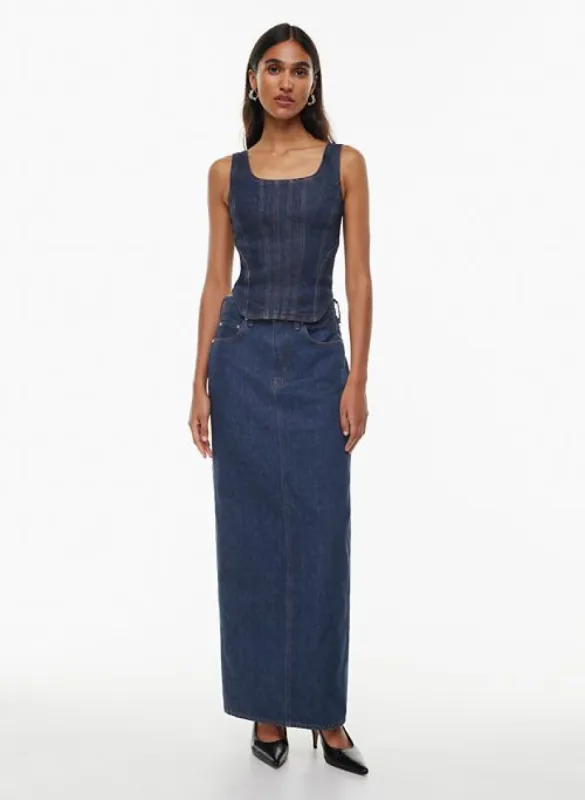 the 90s pencil maxi jean skirt sold by Aritzia