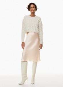 slip satin midi skirt sold by Aritzia