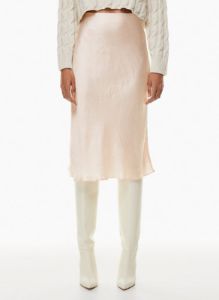 slip satin midi skirt sold by Aritzia