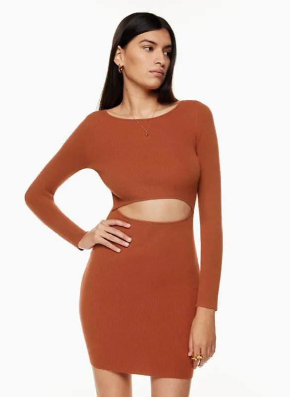 cut-out knit longsleeve mini dress sold by Aritzia