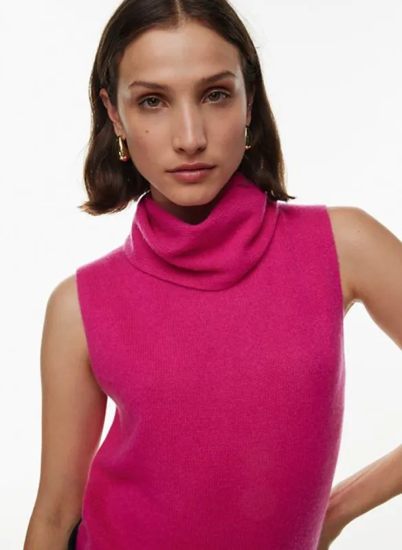 luxe cashmere tanning sweater vest sold by Aritzia
