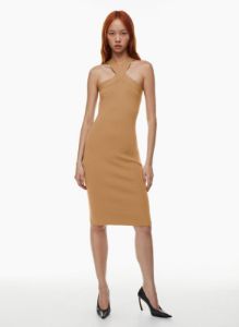 sculpt knit criss cross midi dress sold by Aritzia