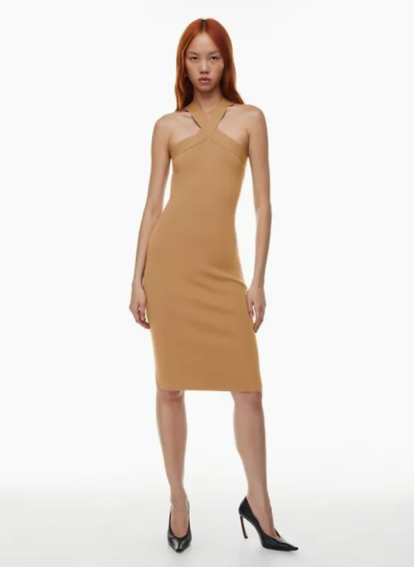 sculpt knit criss cross midi dress sold by Aritzia