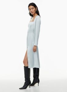 bridgerton satin dress sold by Aritzia