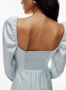 bridgerton satin dress sold by Aritzia