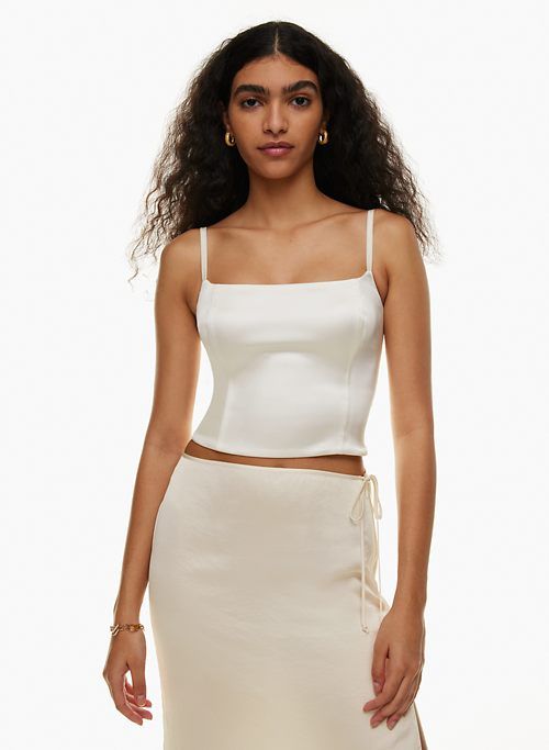 lovefest satin bustier sold by Aritzia