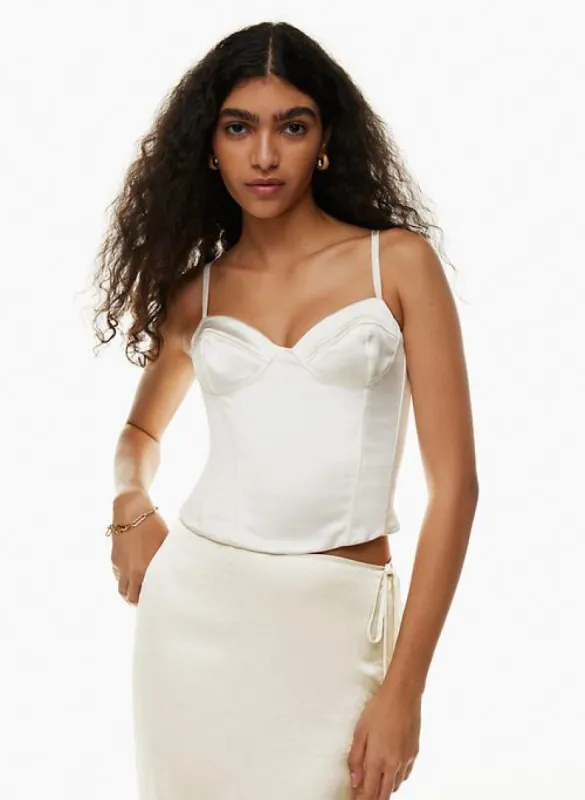 dazzle satin bustier sold by Aritzia