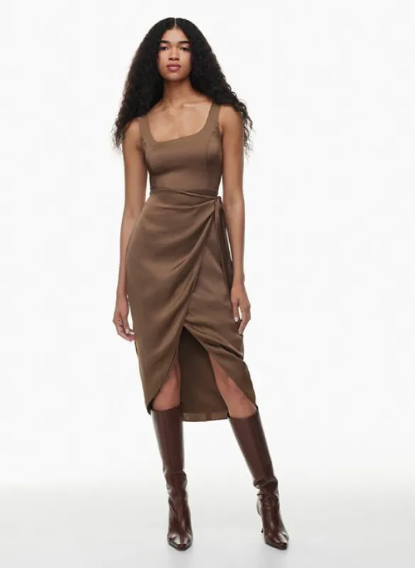 new saturn satin midi dress sold by Aritzia