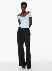 contour twist off-shoulder top sold by Aritzia