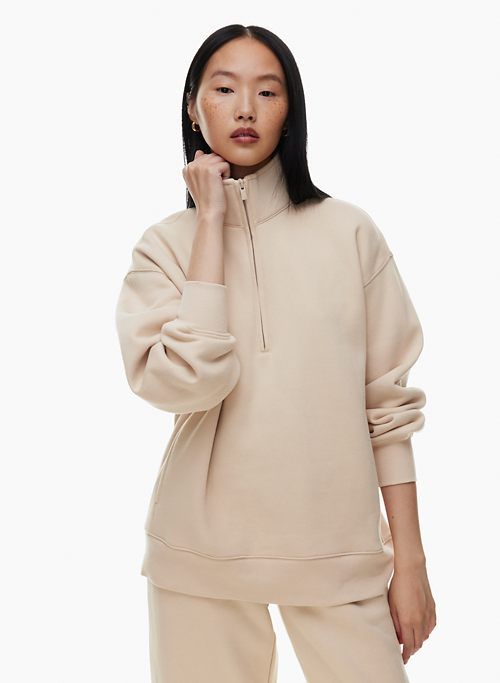 cozy fleece boyfriend 1/2 zip sweatshirt sold by Aritzia