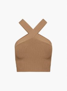 sculpt knit criss cross cropped tank sold by Aritzia