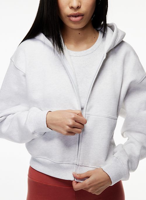 Tna Women's Cozy Fleece Boyfriend Boxy Zip Hoodie Sweatshirt in Heather Cloud White size XS sold by Aritzia product image thumbnail 4