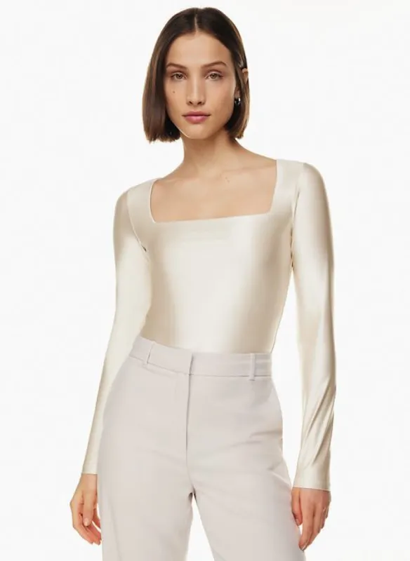 satinette squareneck longsleeve sold by Aritzia