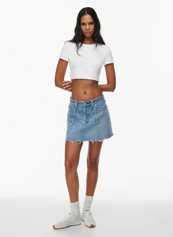 recrafted icon jean skirt sold by Aritzia