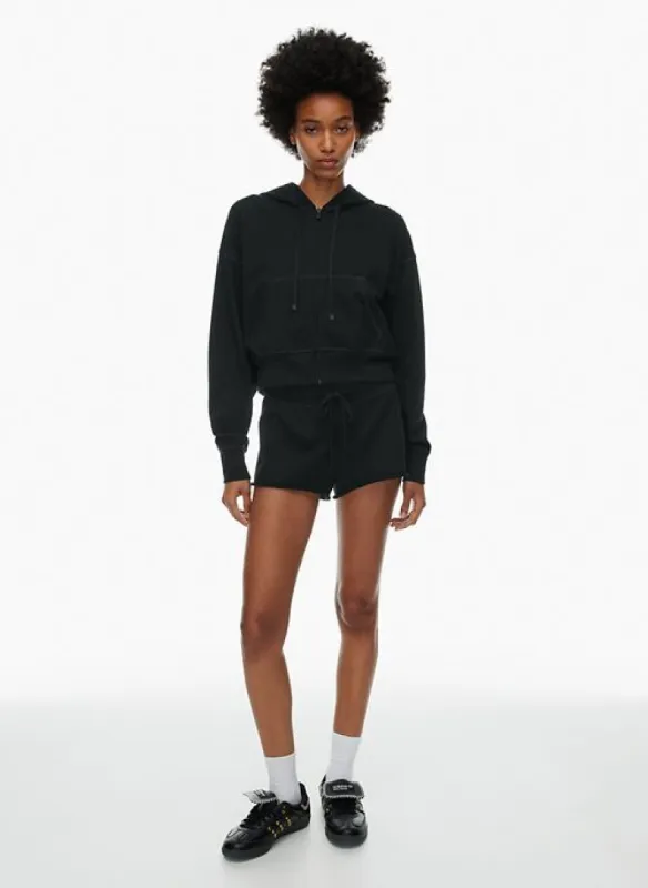 airy terry boyfriend banded micro short sold by Aritzia