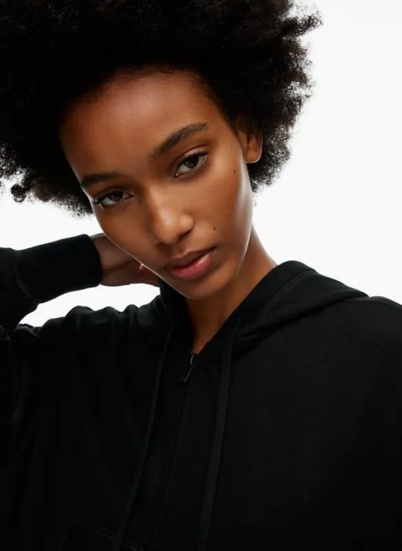 airy terry boyfriend boxy zip hoodie sold by Aritzia