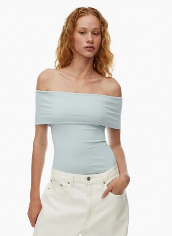 contour sleeveless off-shoulder hip top sold by Aritzia