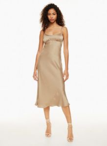 landscape satin dress sold by Aritzia