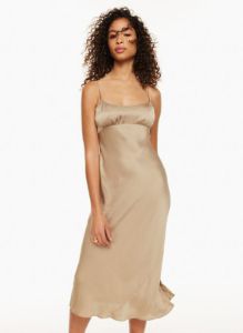landscape satin dress sold by Aritzia