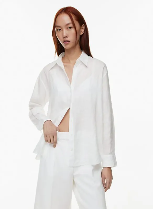 essential relaxed linen shirt sold by Aritzia