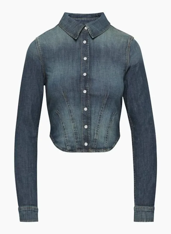fitted denim shirt sold by Aritzia