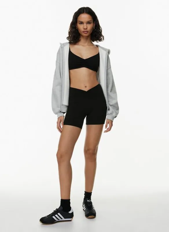 chill ruched bra top sold by Aritzia