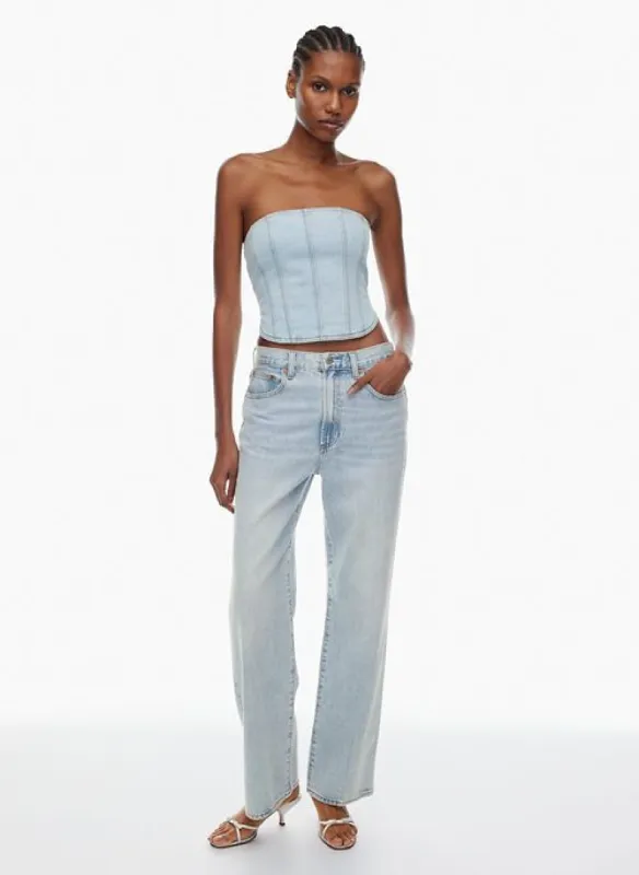the 90s debbie denim bustier sold by Aritzia