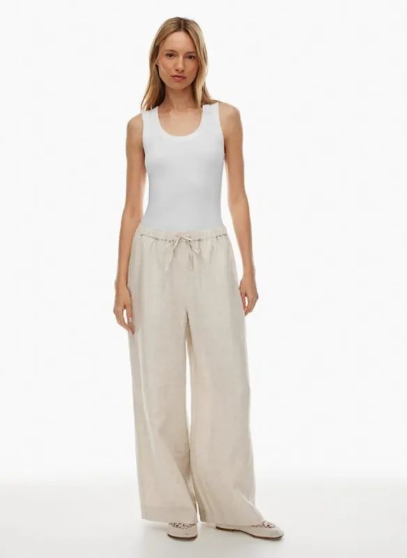 globetrot linen pant sold by Aritzia
