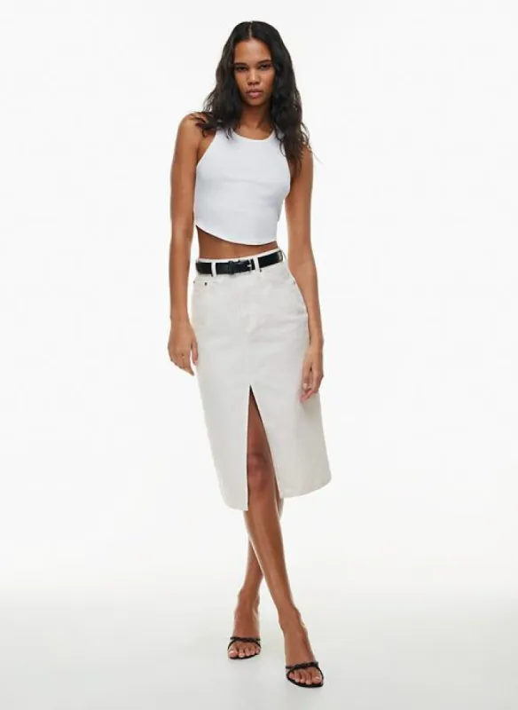 the 90s halle denim skirt sold by Aritzia