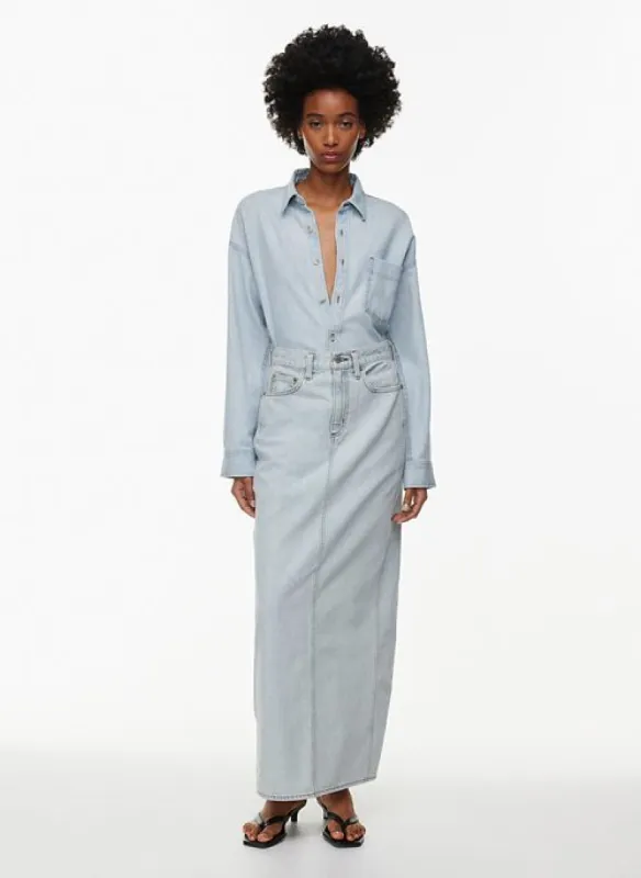 the 90s pencil maxi denim skirt sold by Aritzia