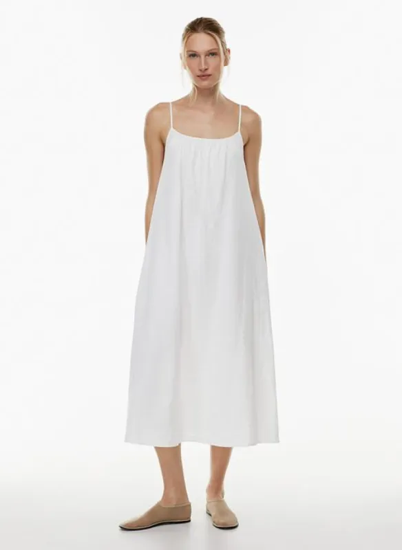 wellbeing linen dress sold by Aritzia