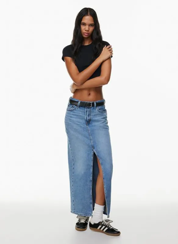 column jean skirt sold by Aritzia