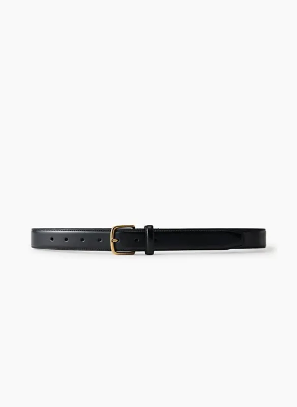 essential solid brass leather belt sold by Aritzia