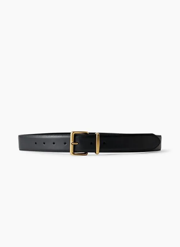 emblem solid brass leather belt sold by Aritzia