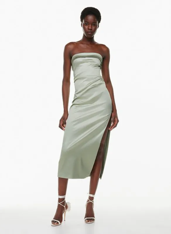 exclusive satin dress sold by Aritzia