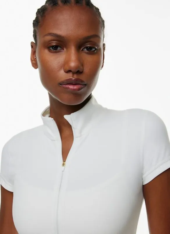 butter limit zip t-shirt sold by Aritzia