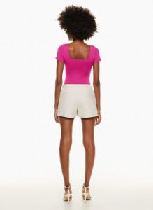 contour squareneck shortsleeve bodysuit sold by Aritzia
